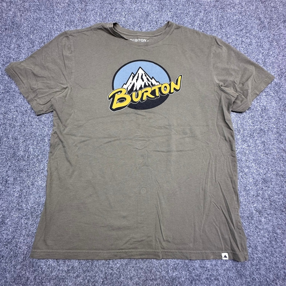 Burton Graphic T-Shirt XL Olive Green Mountain Logo Short Sleeve Tee